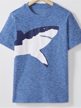 Hanna Andersson Blue Heather Shark Graphic Tee Swim Shirt